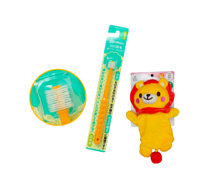Smart Angel Toothbrush 360 Bristles + Hand Puppet Toy (Lion)