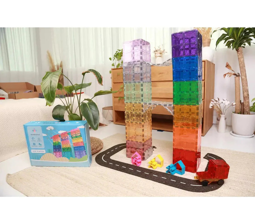 SparksMag Light 208 Pcs Grande Magnetic Tiles Set