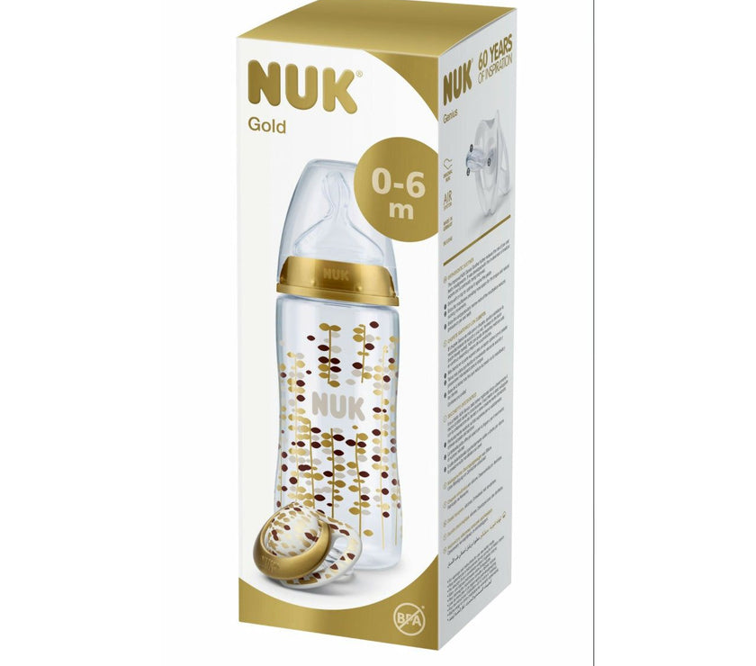 NUK Gold Limited Edition Set First Choice Plus Baby Bottle with Genius Soother