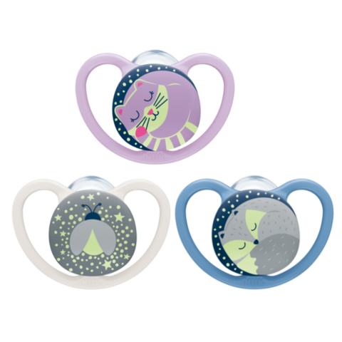 NUK SPACE Night Silicone Soother (Assorted Designs)