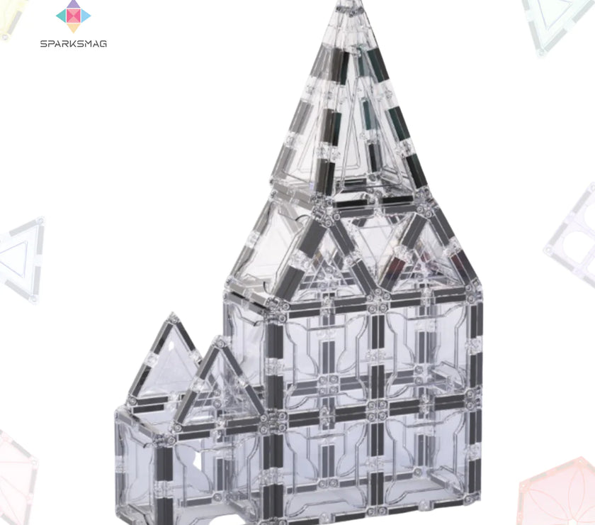 SparksMag Transparent 104 Pcs Petite Magnetic Tiles Set