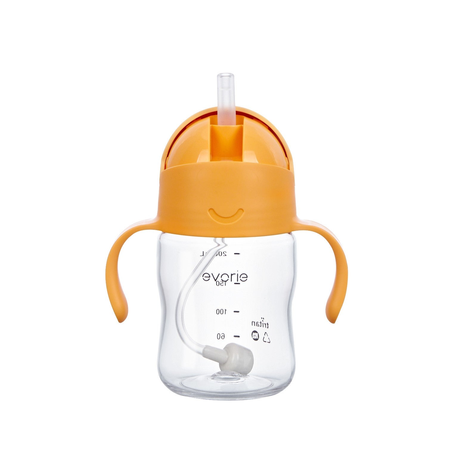 Evorie Tritan Gravity Straw 360 Sippy Cup Water Bottle 200ml, Apricot-1