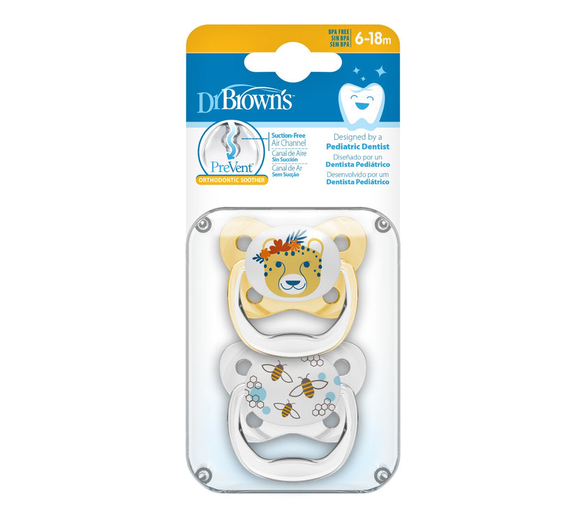 Dr. Brown’s Prevent Shield Pacifier Twin Pack (Assorted Designs)