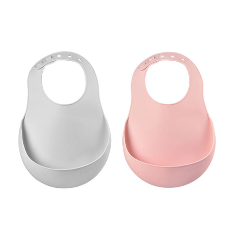 Beaba Set-of-2 Silicone Bibs (Assorted Colours)