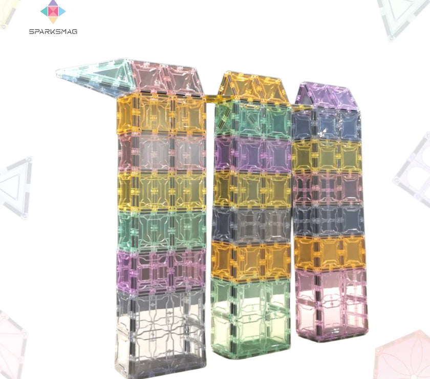 SparksMag Light 208 Pcs Grande Magnetic Tiles Set