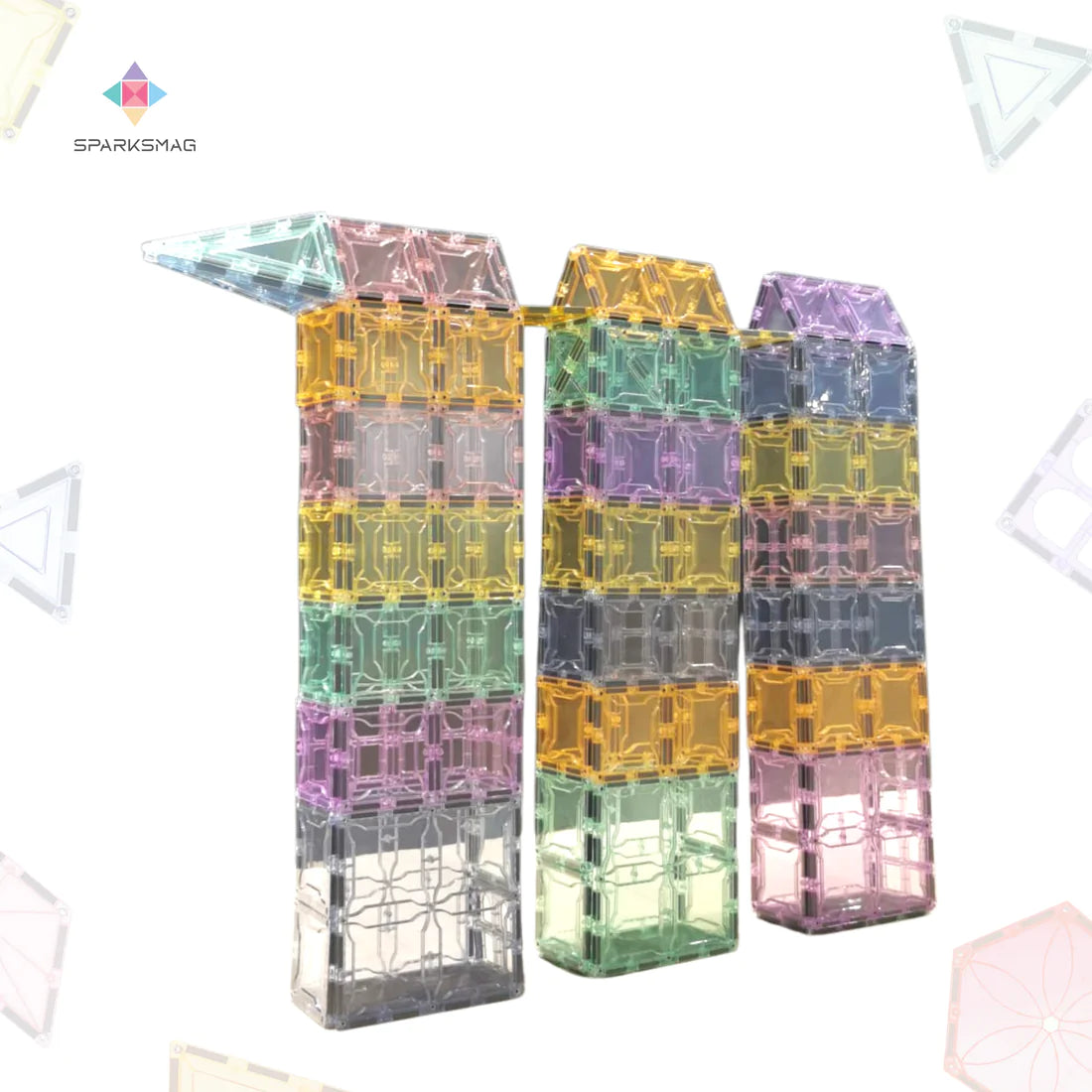 SparksMag Light 208 Pcs Grande Magnetic Tiles Set