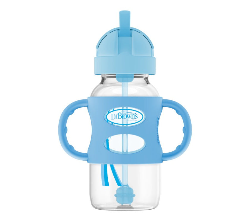 Dr. Brown’s 270ml Wide-Neck Sippy Straw Bottle w Silicone Handle (Assorted Designs)