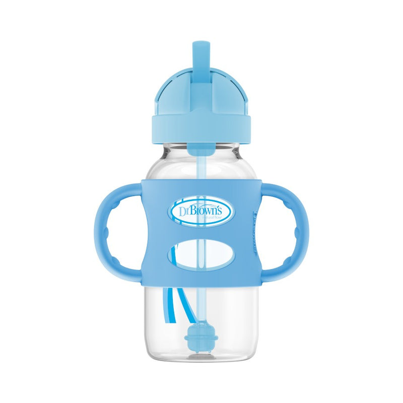 Dr. Brown’s 270ml Wide-Neck Sippy Straw Bottle w Silicone Handle (Assorted Designs)-1