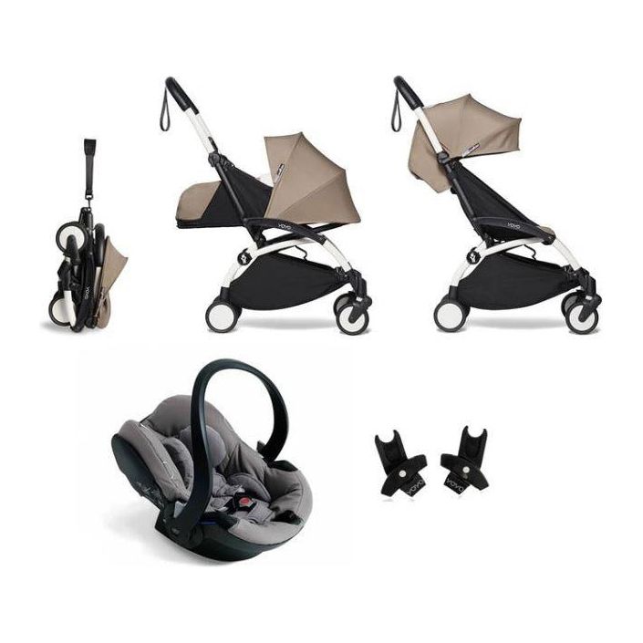 BABYZEN YOYO² Travel System - Taupe bundle (car seat + fabric pack with frame) | Little Baby.