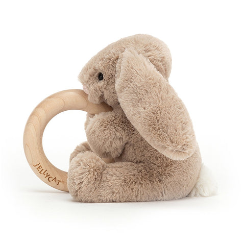 JellyCat Bashful Beige Bunny Wooden Ring Toy | Little Baby.