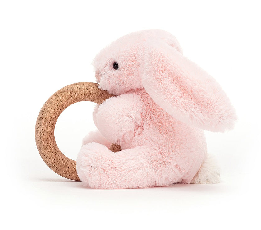 JellyCat Bashful Pink Bunny Wooden Ring Toy | Little Baby.