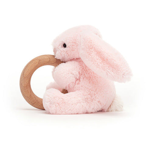 JellyCat Bashful Pink Bunny Wooden Ring Toy | Little Baby.