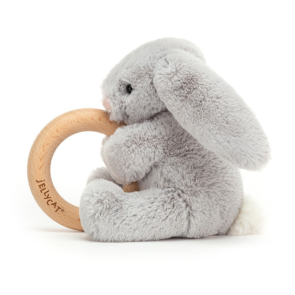 JellyCat Bashful Silver Bunny Wooden Ring Toy | Little Baby.