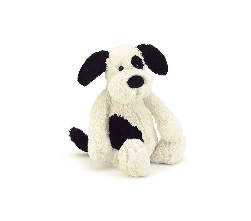 JellyCat Bashful Black & Cream Puppy - Small H18cm
