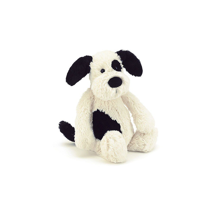 JellyCat Bashful Black & Cream Puppy - Small H18cm