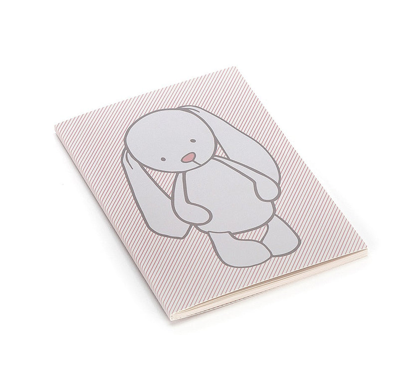 JellyCat Bashful Bunny Pink Stripes A6 Note Book | Little Baby.
