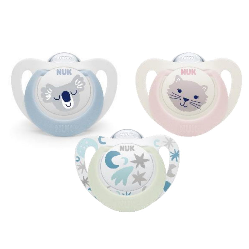 NUK Star Day & Night Silicone Soother (Assorted Designs)