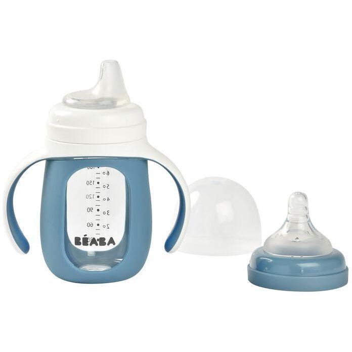 Beaba 2-in-1 Glass Bottle w Silicone Protective Sleeve 210ml (Assorted Colours)