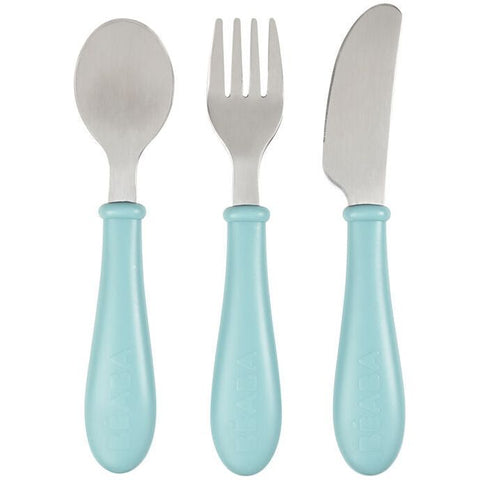 Beaba Stainless Steel Training Cutlery Set of 3 (Assorted Colours)