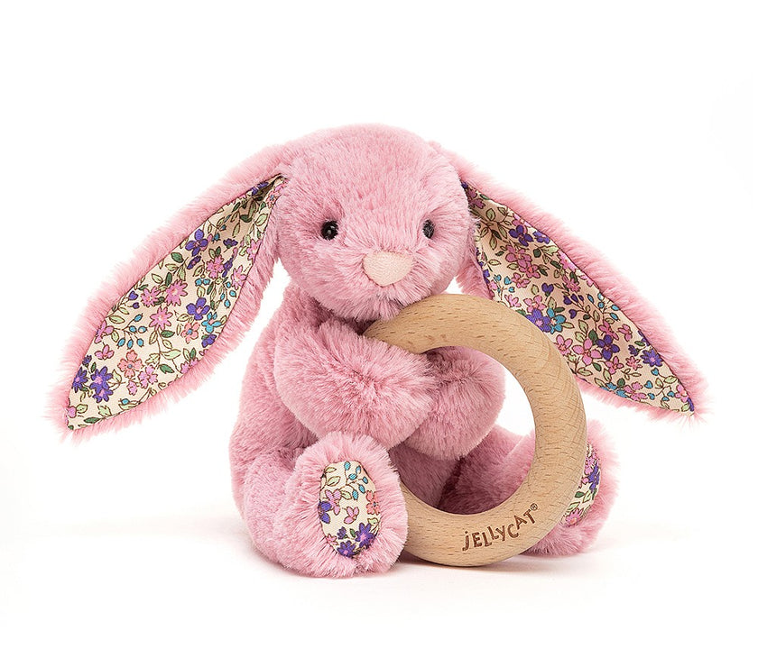 JellyCat Blossom Tulip Bunny Wooden Ring Toy - H13cm | Little Baby.
