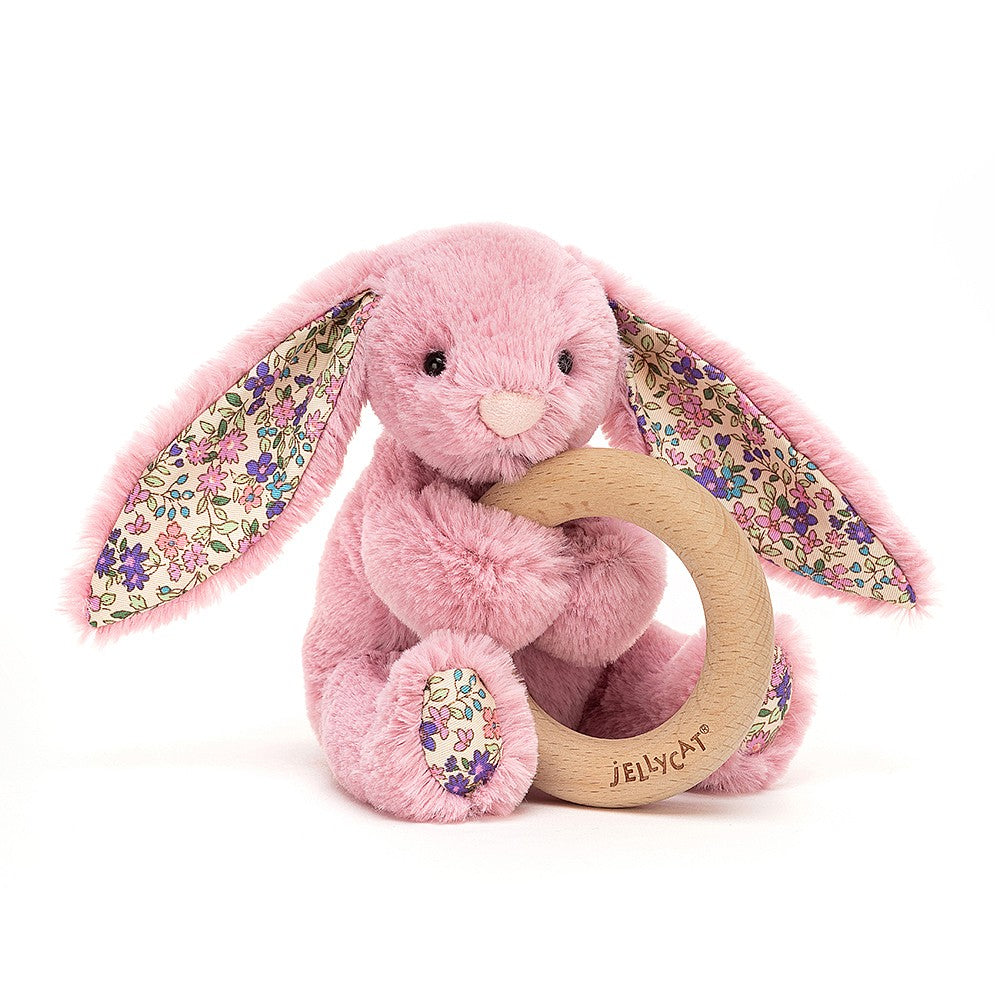 JellyCat Blossom Tulip Bunny Wooden Ring Toy - H13cm | Little Baby.