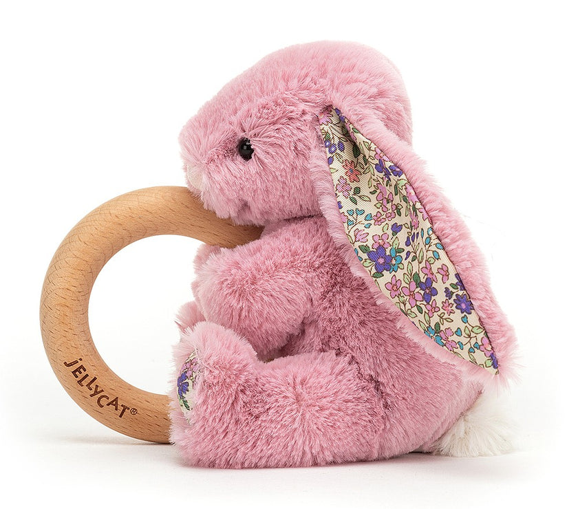 JellyCat Blossom Tulip Bunny Wooden Ring Toy - H13cm | Little Baby.