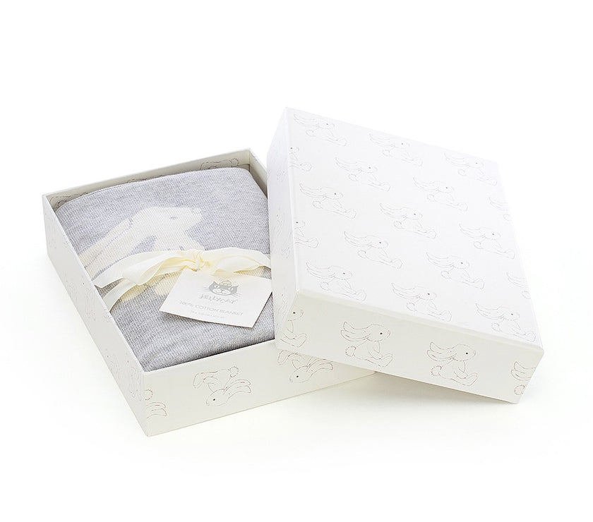 JellyCat Bashful Silver Bunny Blanket (Boxed)