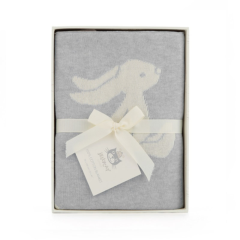 JellyCat Bashful Silver Bunny Blanket (Boxed)-2