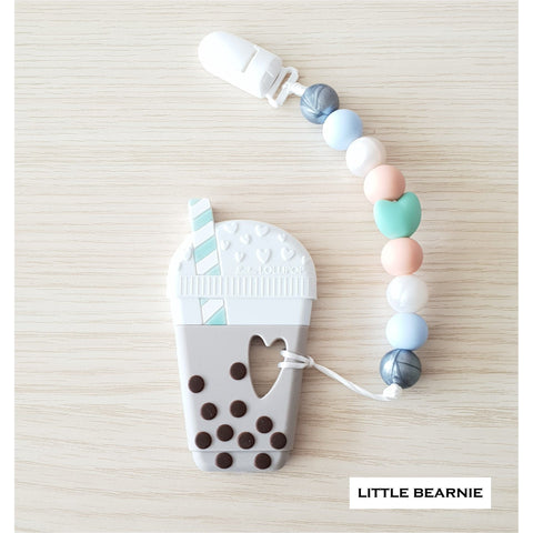 Little Bearnie Modern Baby Teether Clip Set - Bubble Milk Tea Design | Little Baby.