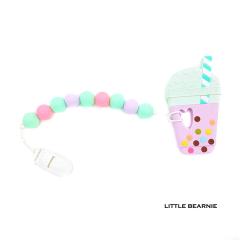 Little Bearnie Modern Baby Teether Clip Set -  Bubble Tea (Taro) | Little Baby.