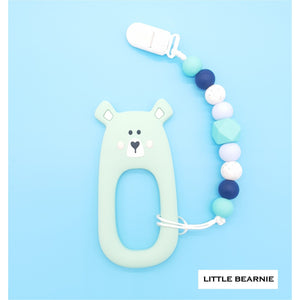 Little Bearnie Modern Baby Teether Clip Set - Shy Bear (Mint) | Little Baby.