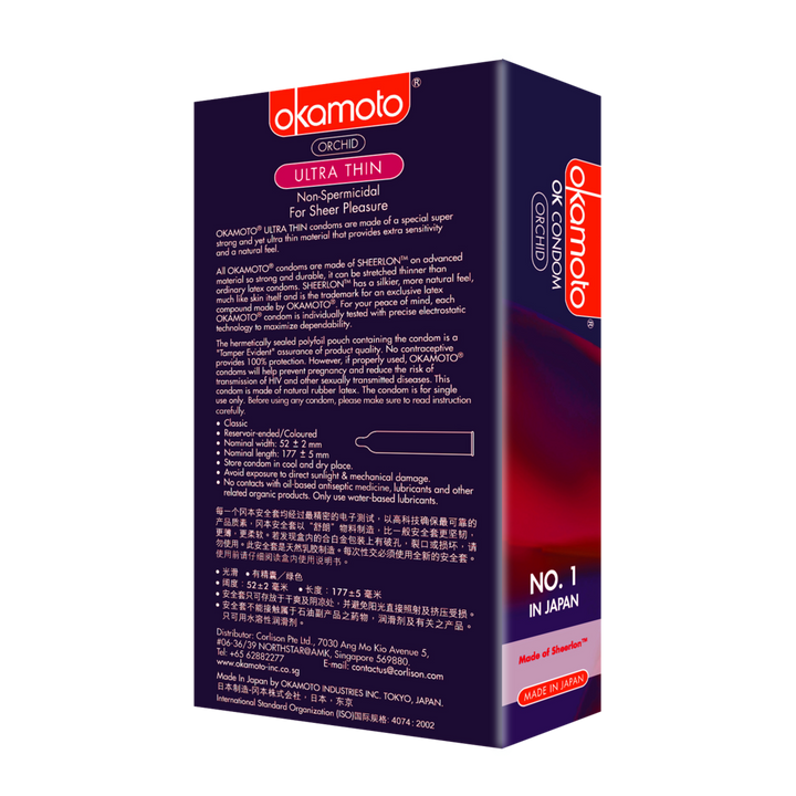Okamoto Condoms Orchid Ultra Thin 12s | Little Baby.