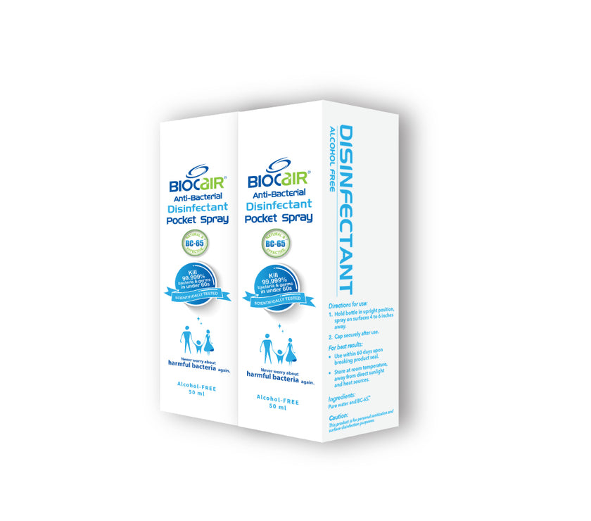 BioCair Disinfectant Anti-Bacterial Anti- Virus Pocket Spray [Twin Pack] | Little Baby.