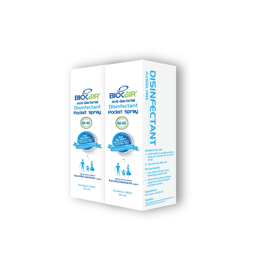 BioCair Disinfectant Anti-Bacterial Anti- Virus Pocket Spray [Twin Pack] | Little Baby.
