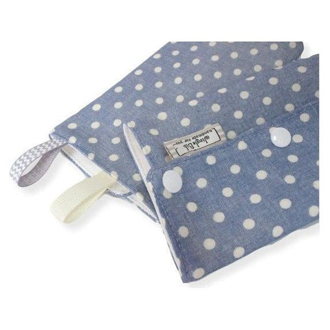 Jingle Drool Pad - Blue Chambray Polka Dots | Little Baby.