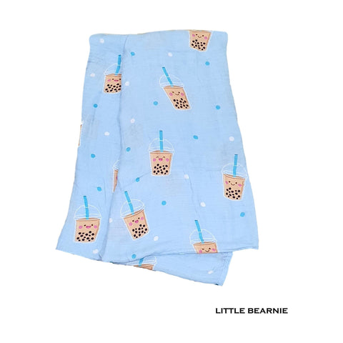 Little Bearnie Swaddle / Baby Blanket - Boba Love (Blue) | Little Baby.