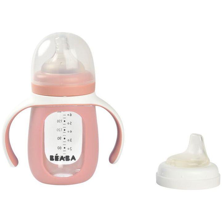 Beaba 2-in-1 Glass Bottle w Silicone Protective Sleeve 210ml (Assorted Colours)