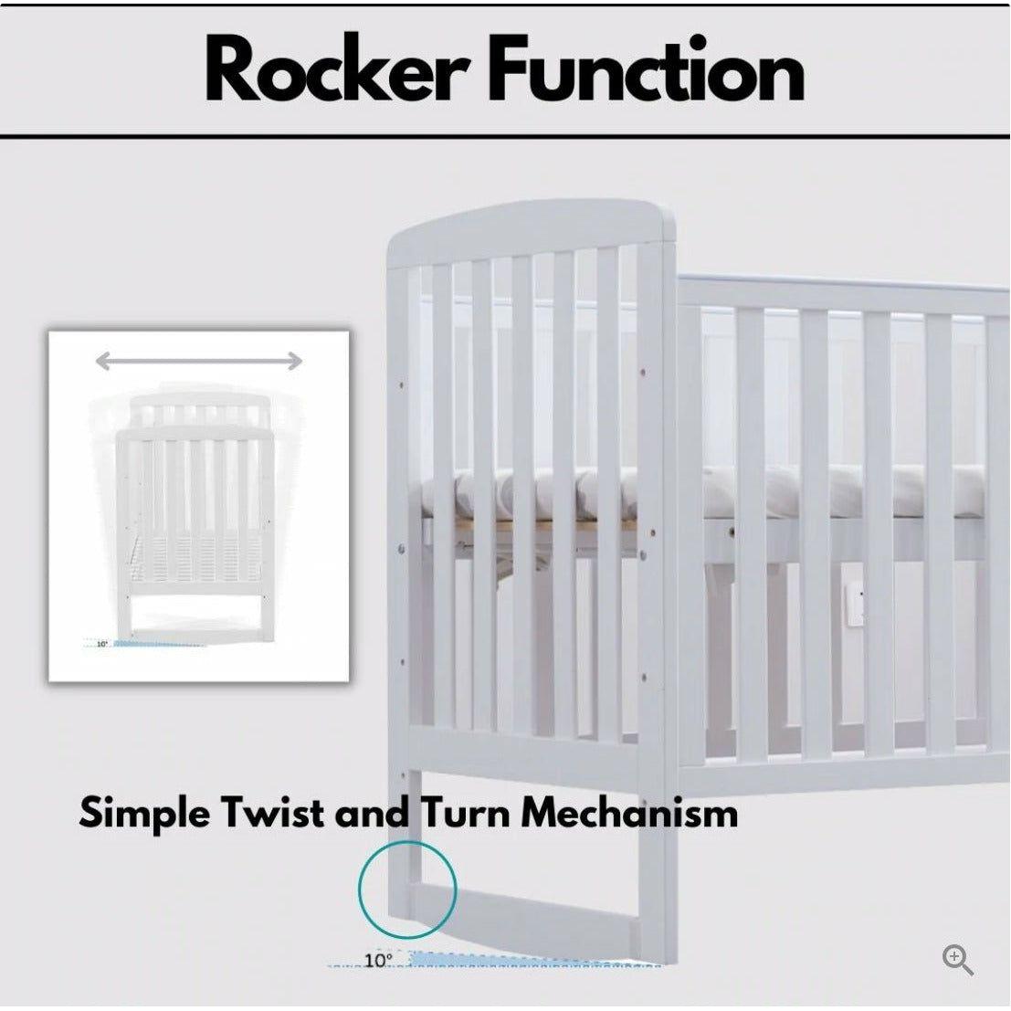 Palette Box Sweet Dreams Avant Garde 10-in-1 Convertible Baby Cot with Anti-Colic System (ACS) & Rocker - Drop Gate (120x60cm)