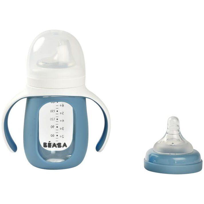 Beaba 2-in-1 Glass Bottle w Silicone Protective Sleeve 210ml (Assorted Colours)