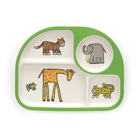 JellyCat Jungly Tails Bamboo Divided Plate | Little Baby.