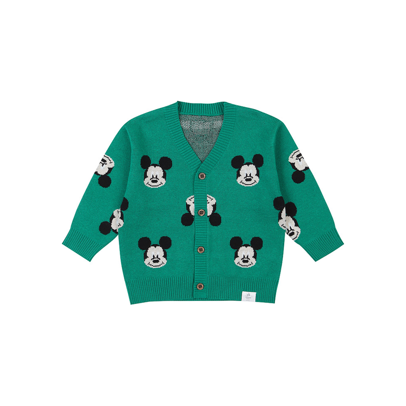 Agabang x Disney Baby Mickey Knit Cardigan - Green-1