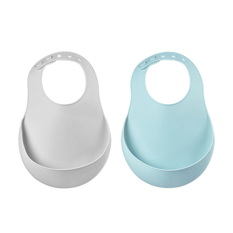 Beaba Set-of-2 Silicone Bibs (Assorted Colours)