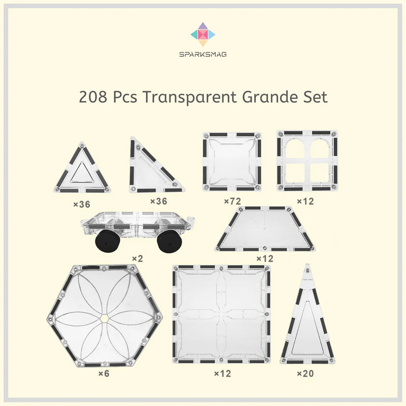 SparksMag Transparent 208 Pcs Grande Magnetic Tiles Set-1