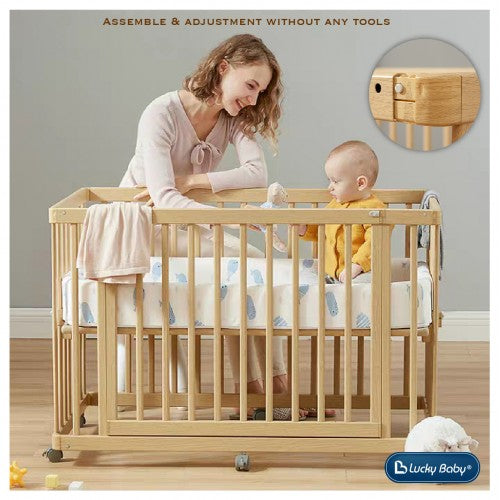 [Bundle] Lucky Baby Lettino Baby Cot & Allerfree Mattress - WHITE Only-1