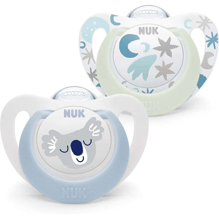 NUK Star Day & Night Silicone Soother (Assorted Designs)