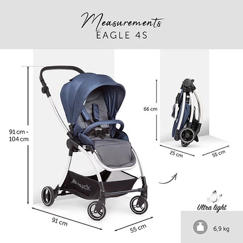 Hauck Eagle 4S Stroller (Blue): Lightweight, Travel System, Reversible | Little Baby.