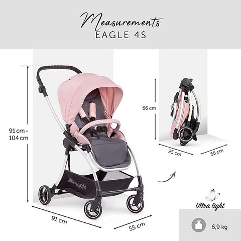 Hauck Eagle 4S Stroller (Pink): Lightweight, Travel System, Reversible | Little Baby.