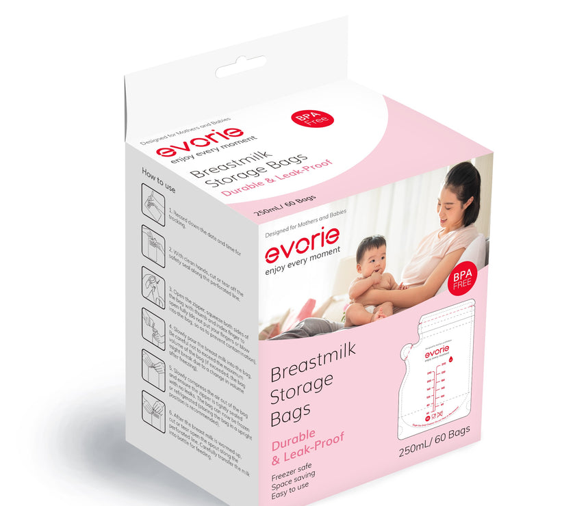 Evorie Breastmik Storage Bag, 250mL (60pc/pack)