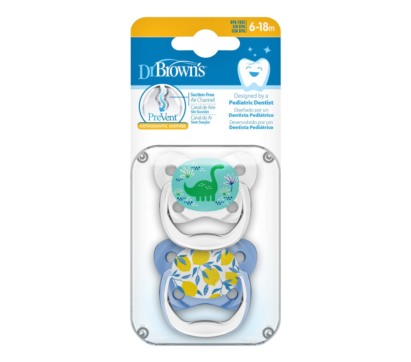 Dr. Brown’s Prevent Shield Pacifier Twin Pack (Assorted Designs)