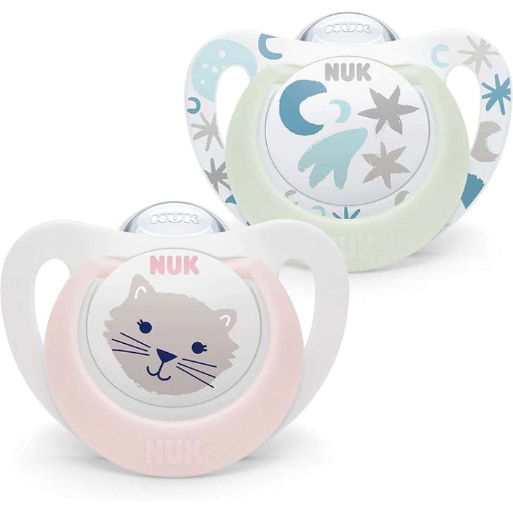NUK Star Day & Night Silicone Soother (Assorted Designs)